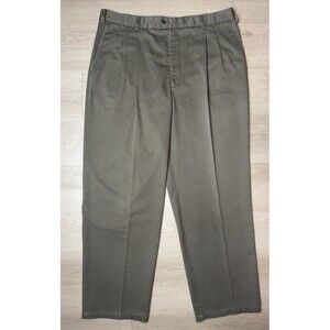 Norsport Mens 40x31 Olive Green Pleated Chino Pants 100% Cotton Smart Finish